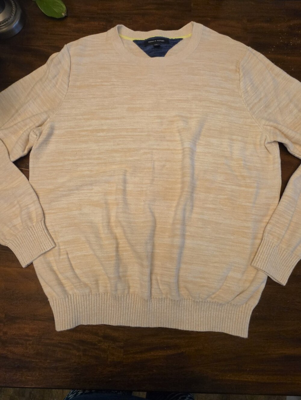 Tommy Hilfiger Men's Crew Neck Knit Sweater - Light Heather Tan / Beige Size XL
